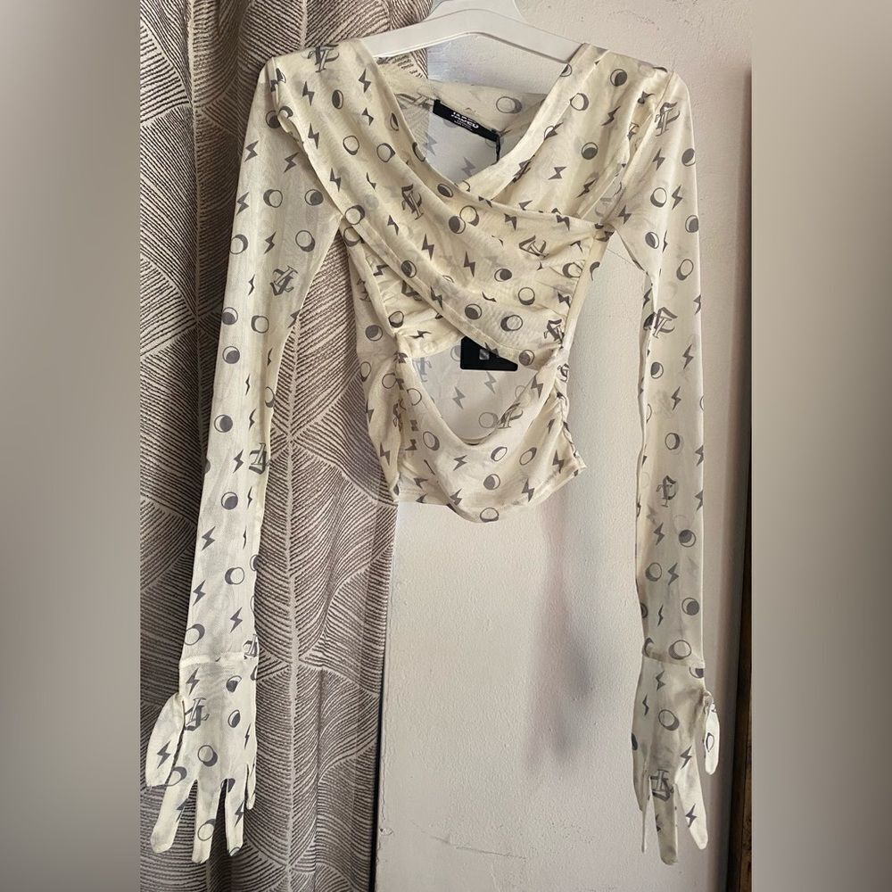 Jaded London Top Gloves Sleeve Beige Mesh Sz 0 NWT